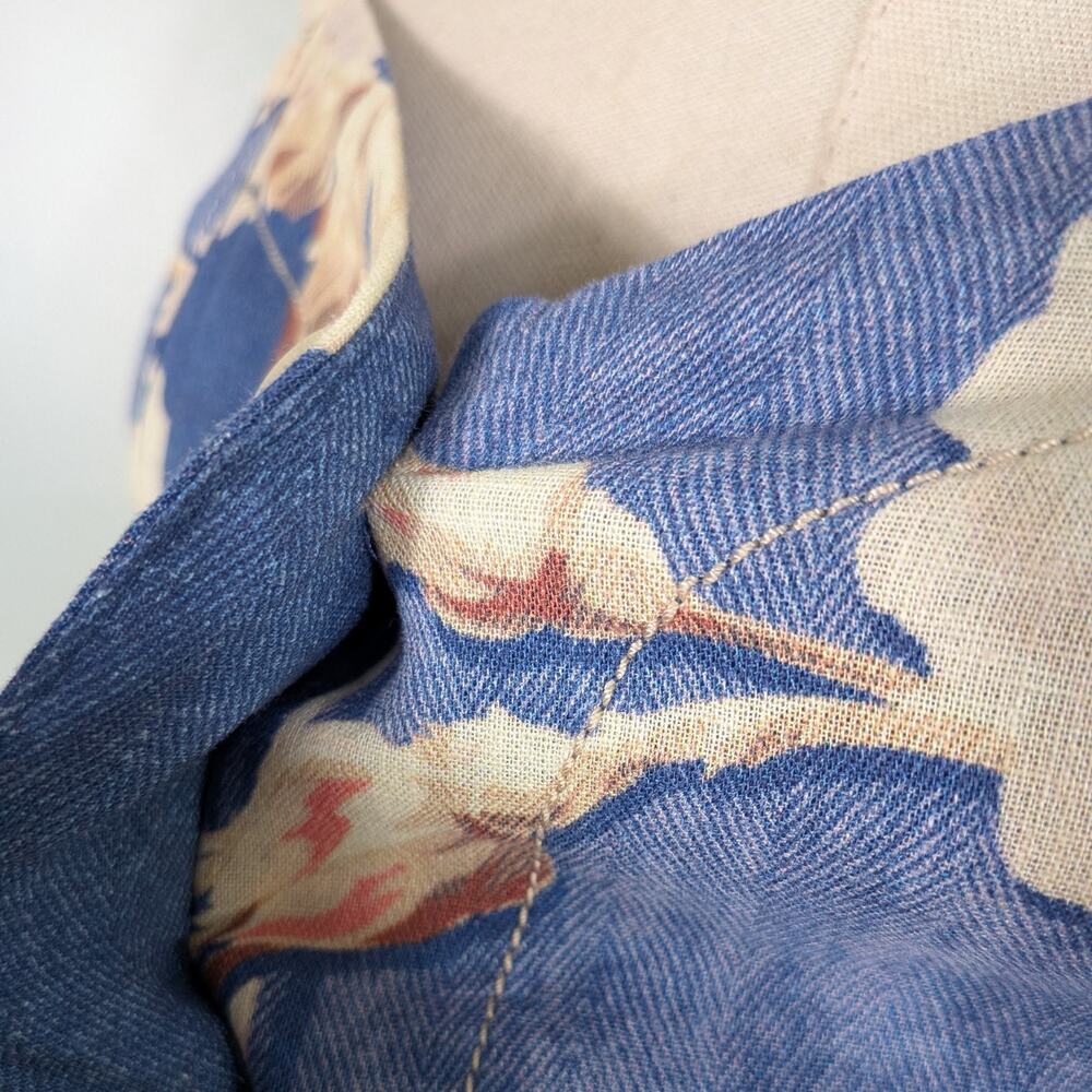 Anthropologie Camellia Dress 8 Blue Cream Floral Retro Button Church Summer - Picture 9 of 15